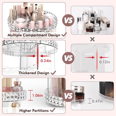 Rosoenvi Rotating Makeup Organizer, 360 Spinning Skincare Organizers, Adjustable Layer Cosmetic Storage Lazy Susan Makeup Organizers for Dresser Bathroom, Medium, Clear