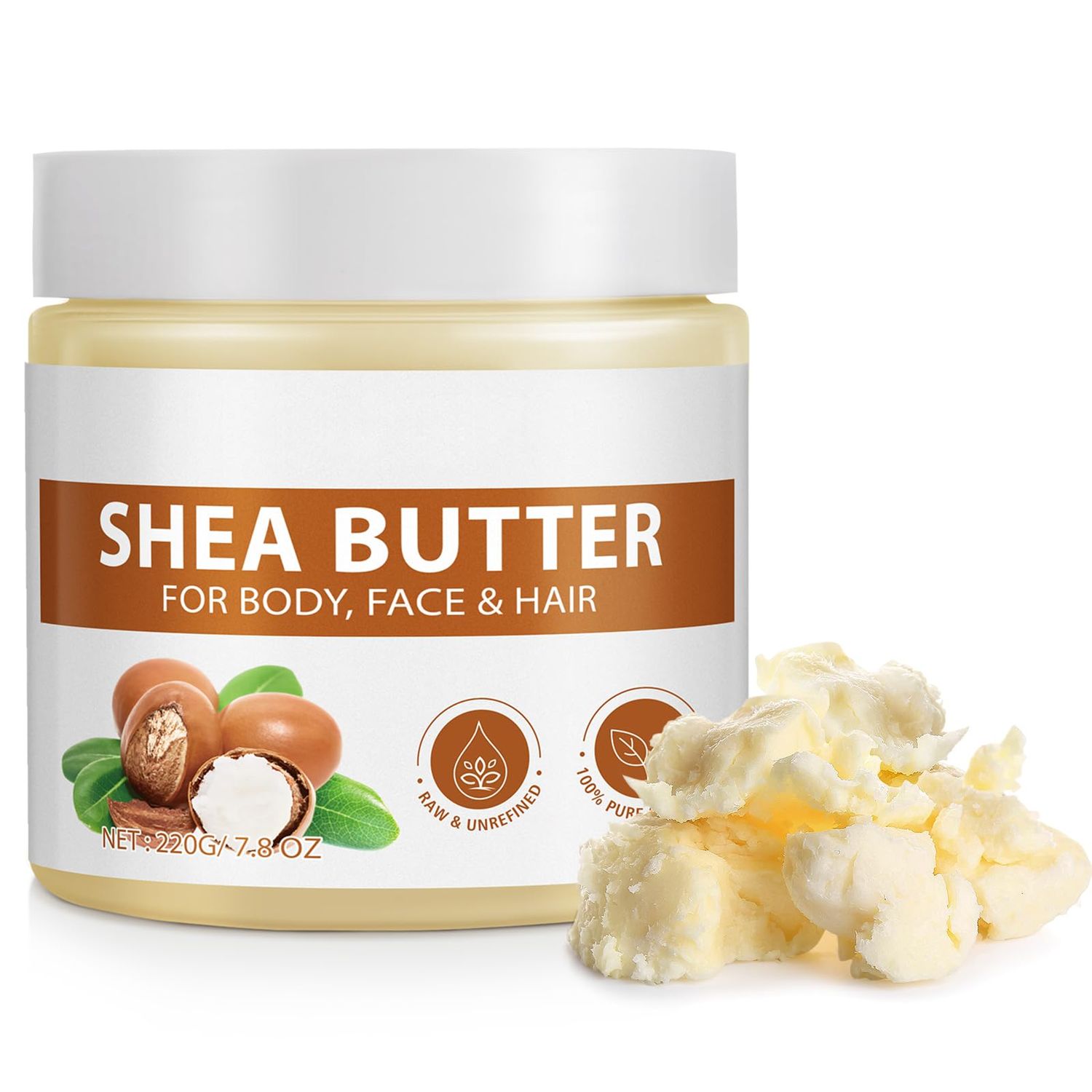 Mariayu Shea Butter, Shea Butter Raw Organic, Soothes, Nourishes and Softens Dry Skin, Raw &amp; Undefined Shea Butter Suitable for All Skin Types-7.8 oz