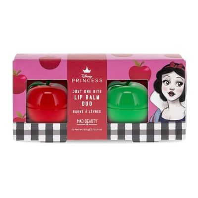 Mad Beauty Disney Snow White Lip Balm Duo | Apple &amp; Strawberry Scents | Moisturizing &amp; Soothing | Self-Care Gift for Women, Adults, and Teens