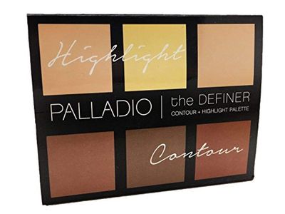 Palladio Definer Contour and Highlight Palette, Perfect for Sculpting Facial Features, Blendable Satin Finish Colors, 6 shades for Contouring and Highlighting, Compact Powder with Mirror