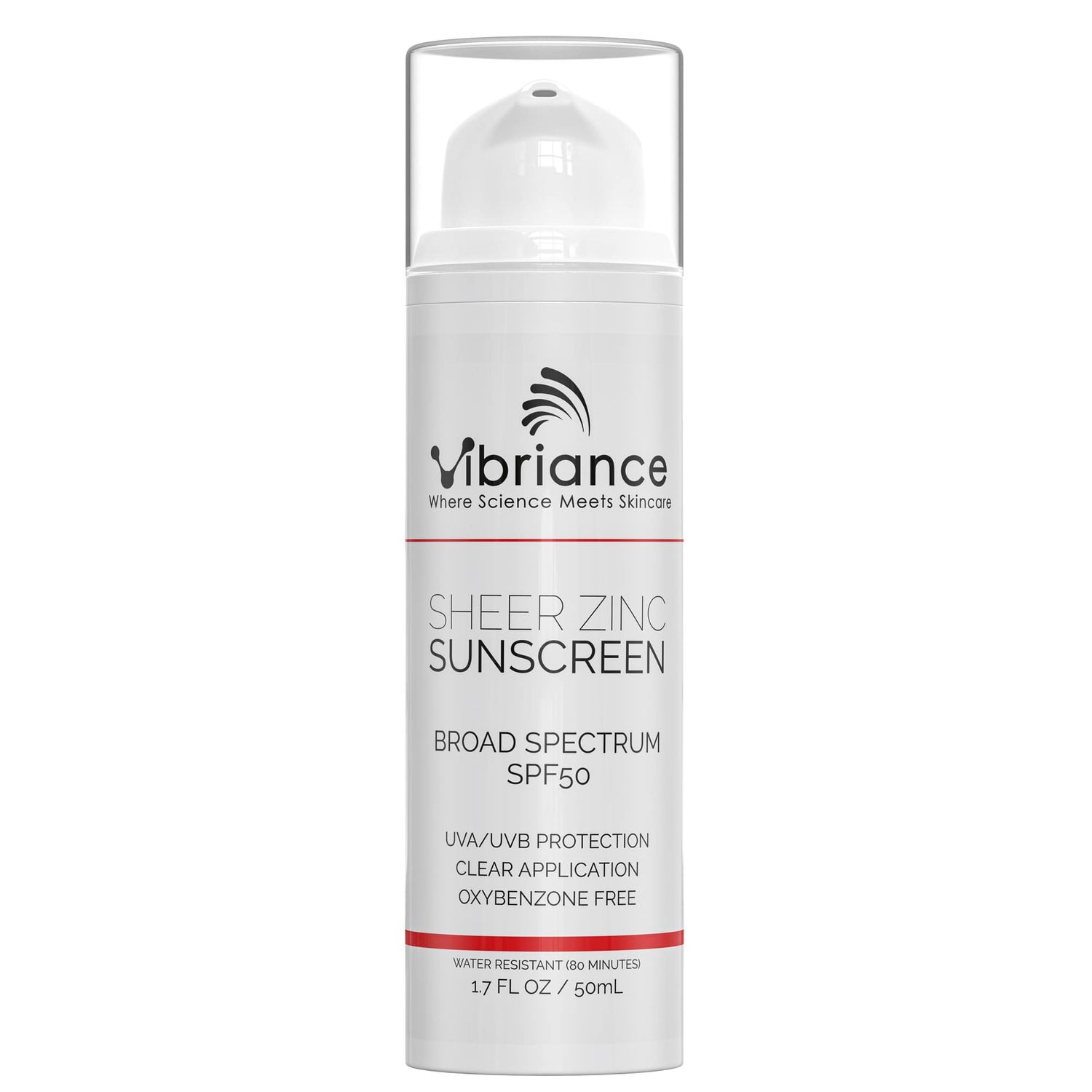 Vibriance Sheer Zinc Oxide Face Sunscreen, 1.7 fl oz - Broad Spectrum SPF 50 Tinted Moisturizer - Sensitive Skin Friendly