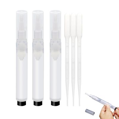 URGINO 3-Pack 6ml Real Refillable Cuticle Oil Pens, Reusable Empty Pen to Easy Refill Jojoba Oil/Nail Oil/Hair Oil, Single Hand Press Transparent Cosmetic Container Pens Applicator