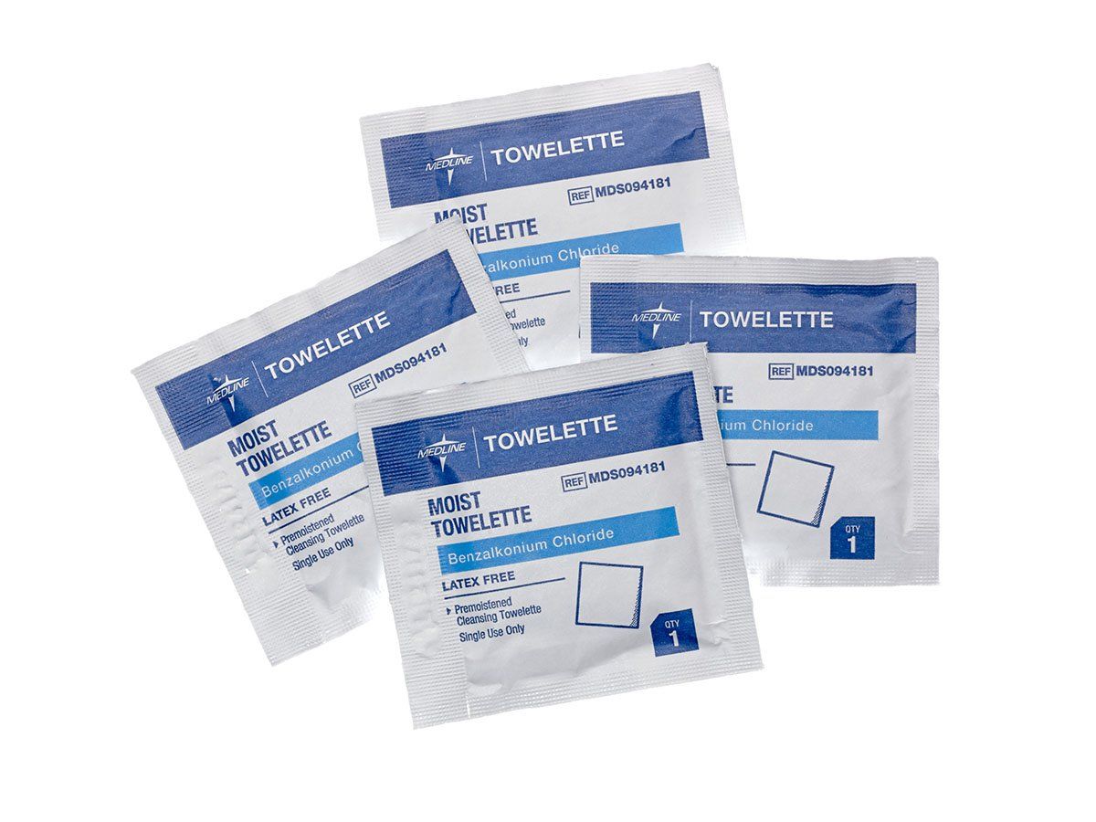 Medline Alcohol-Free Moist Towelettes, Individually Wrapped, Perfect for Travel and On-the-Go, Pack of 100