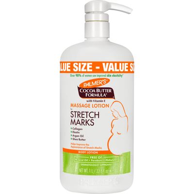 Palmer&#39;s Cocoa Butter Formula Massage Lotion For Stretch Marks, Pregnancy Skin Care, Belly Cream with Collagen, Elastin, Argan OIl and Shea Butter, 33.8 Ounces