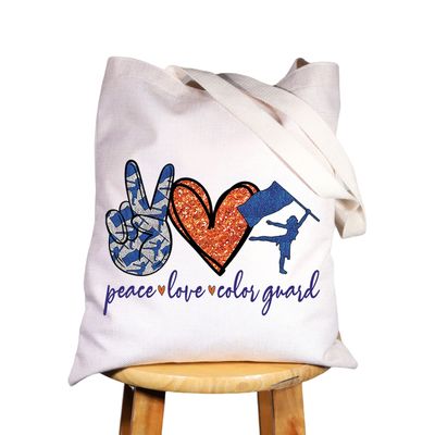 WZMPA Color Guard Cosmetic Makeup Bag Color Guard Inspired Gift Peace Love Color Guard Makeup Zipper Pouch Bag For Women Girls (Color Guard Tote)