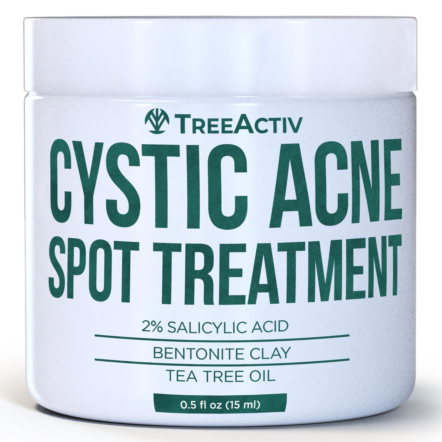 TreeActiv Salicylic Acid Cystic Acne Spot Treatment, 0.5 fl oz, Acne Treatment for Face, Acne Spot Cream, Hormonal Acne Treatment, Acne Spot Treatment for Face and Body, Acne Cream for Teens &amp; Adults