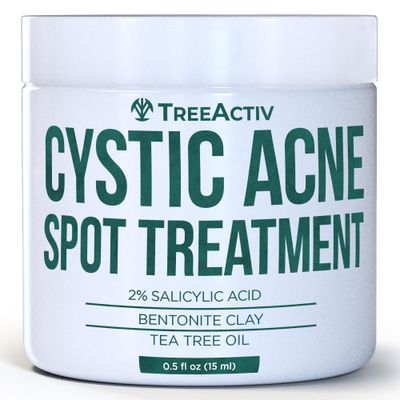 TreeActiv Salicylic Acid Cystic Acne Spot Treatment, 0.5 fl oz, Acne Treatment for Face, Acne Spot Cream, Hormonal Acne Treatment, Acne Spot Treatment for Face and Body, Acne Cream for Teens &amp; Adults