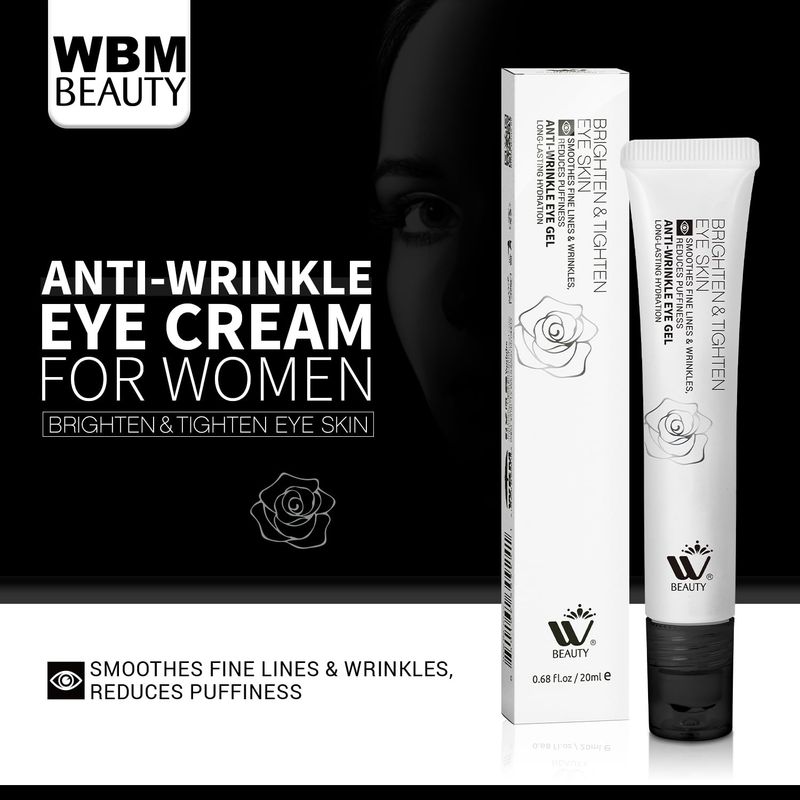 WBM Eye Cream with Metal Roller | Anti-Aging Eye Treatment for Dark Circles, Puffiness &amp; Wrinkles | Hyaluronic Acid, Retinol &amp; Niacinamide | Hydrating &amp; Cooling Under Eye Cream | 20ml