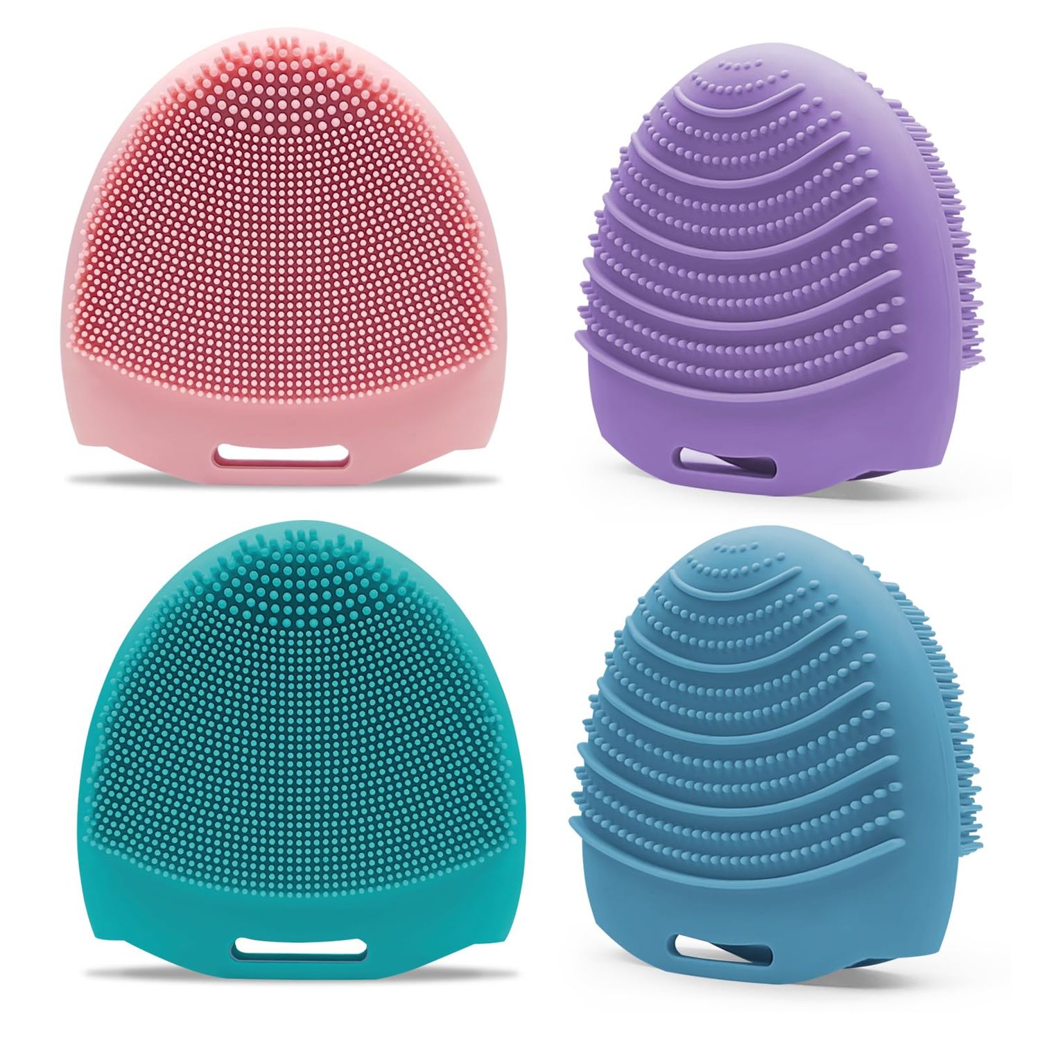 Silicone Face Scrubber Exfoliator, 4 Pack, Gentle Exfoliating Face Wash Brushes for Sensitive Skin, Waterproof Facial Cleansing Brush for Men and Women