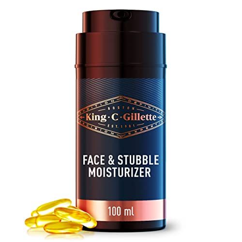 King C. Gillette Moisturizer for Face &amp; Stubble with Vitamin B3 and B5 Complex, Face Moisturizer for Men, 100 mL