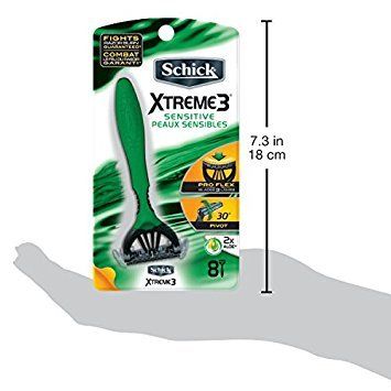 Schick Xtreme 3 Blade Sensitive Skin Disposable Razor for Men, Pack of 8