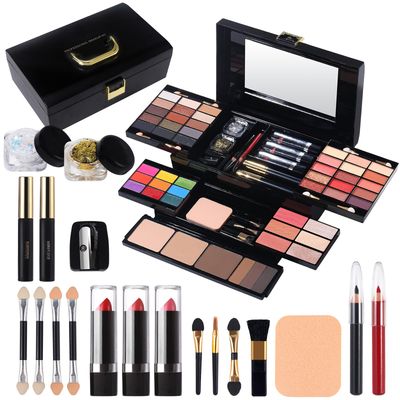 Professional Makeup Kit for Women Girl Full Kit with Mirror 60 Colors All in One Make up Gift Set Included Eyeshadow,Blusher,Highlighter,Compact Powder,Brow Powder,Lipstick,Glitter,Eyeliner,Mascara 01