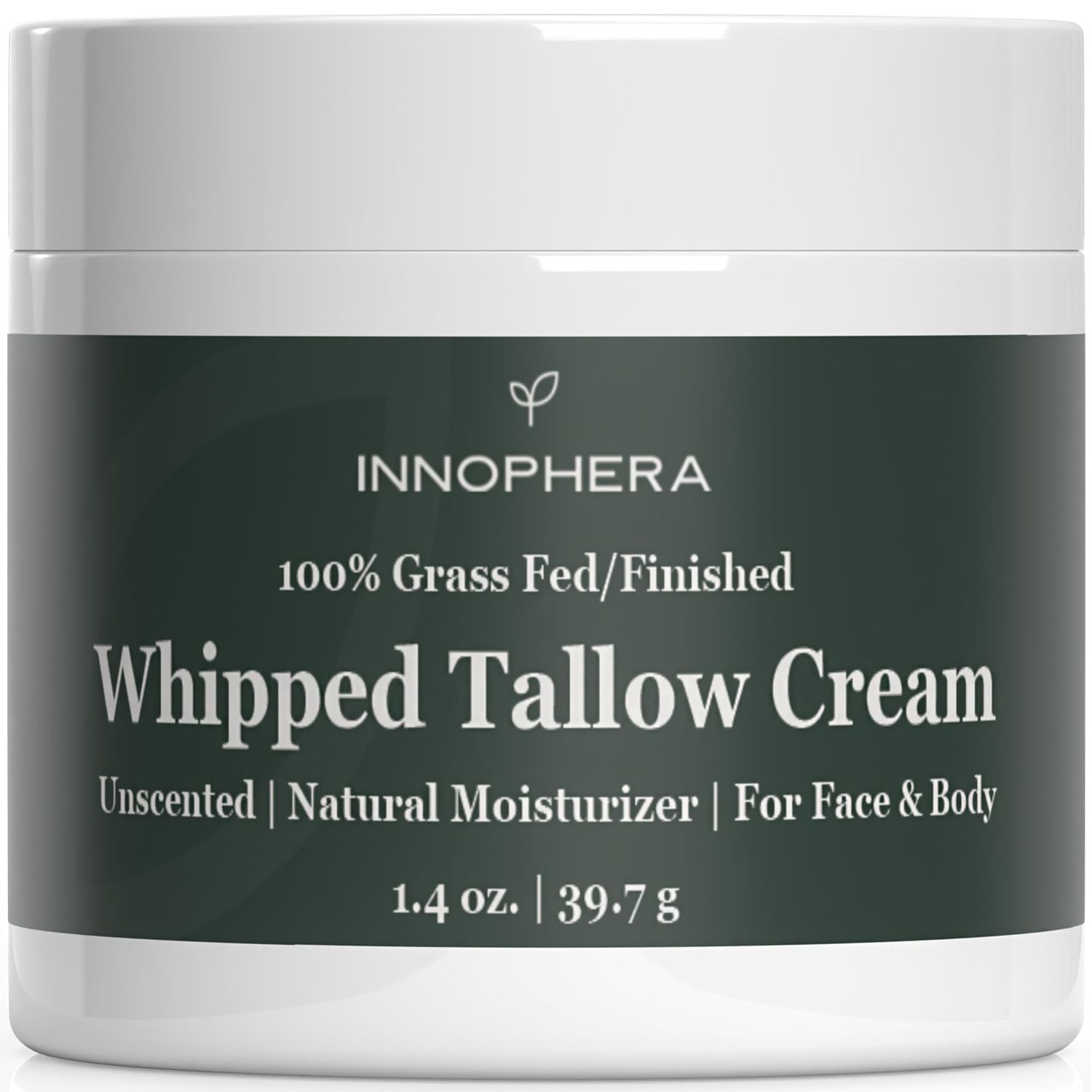 Innophera Whipped Beef Tallow Cream for Skin Care  Grass Fed &amp; Grass Finished  100% Natural Moisturizer for Sensitive Skin  Handmade Face &amp; Body Lotion  Unscented &amp; Odorless  1.4 oz.
