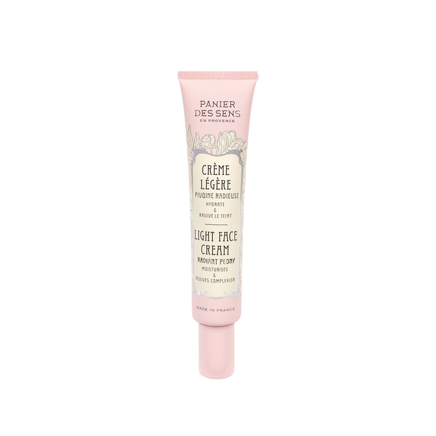 Panier des Sens - Light Face Cream - with Hyaluronic Acid + Peony Extract - Moisturizing and Radiance - Skin Care for Women Made in France - Facial Moisturizer 98% Natural Ingredients - 1.4 floz