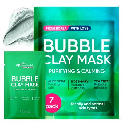 WONDER FAMILY Korean Carbonated Bubble Clay Mask for Face - Black Head Remover for Face - Deep Pore Cleansing Mask - Facial Blackhead Remover Mask - Pack 7 Korean Face Masks Skincare