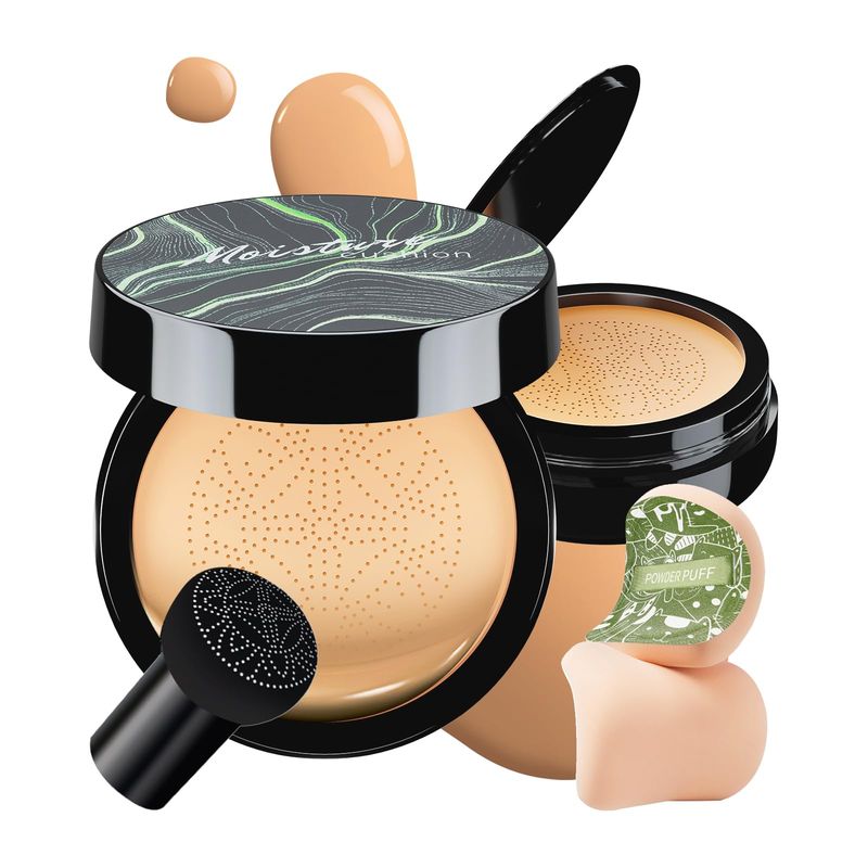 Ursoulney Air Cushion CC Cream - Long-Lasting Mushroom Head BB Cream Foundation With Powder Puff for Face Makeup, Moisturizing Full Coverage Self Adjusting Concealer (Buff Beige, Pack of 1)