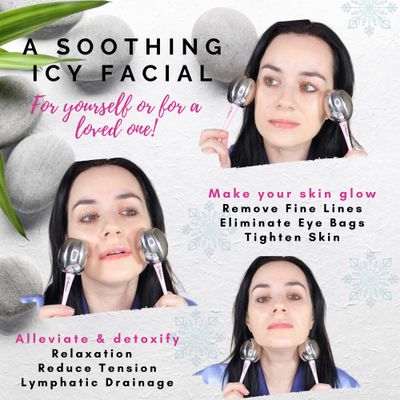 RADIANCE Ice Globes for Facials Skin Care - Cryo Globes, Non Shatter, Face Cooling Cold Stainless Steel, Cryo Freeze Tool Roller for Depuffing Eyes, Face Massage with a Storage Case & Polish Cloth