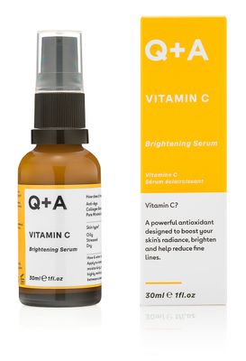 Q+A Vitamin C Brightening Serum - Antioxidant-Rich, Hydrating Face Serum to Brighten, Refresh, and Even Skin Tone. Encapsulated Vitamin C with Volcanic Soil and Hyaluronic Acid for Anti-Aging 1fl.oz