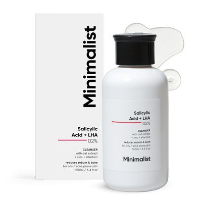 Minimalist 2% Salicylic Acid Face Wash for Oily, Acne Prone Skin | Anti Acne Face Wash With LHA &amp; Zinc | Sulphate free Gentle BHA Liquid Exfoliant | For Women &amp; Men | 3.4 Fl Oz / 100 ml