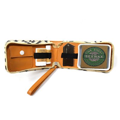 Surf Kit - A Great Surfer Gift &amp; Surf Accessory that Holds your Surf Wax, Organic Sunscreen Face Stick, All Natural Lip Balm, Wax Scraper, and More! All in a Stylish Aztec Design Surf Wax Holder!
