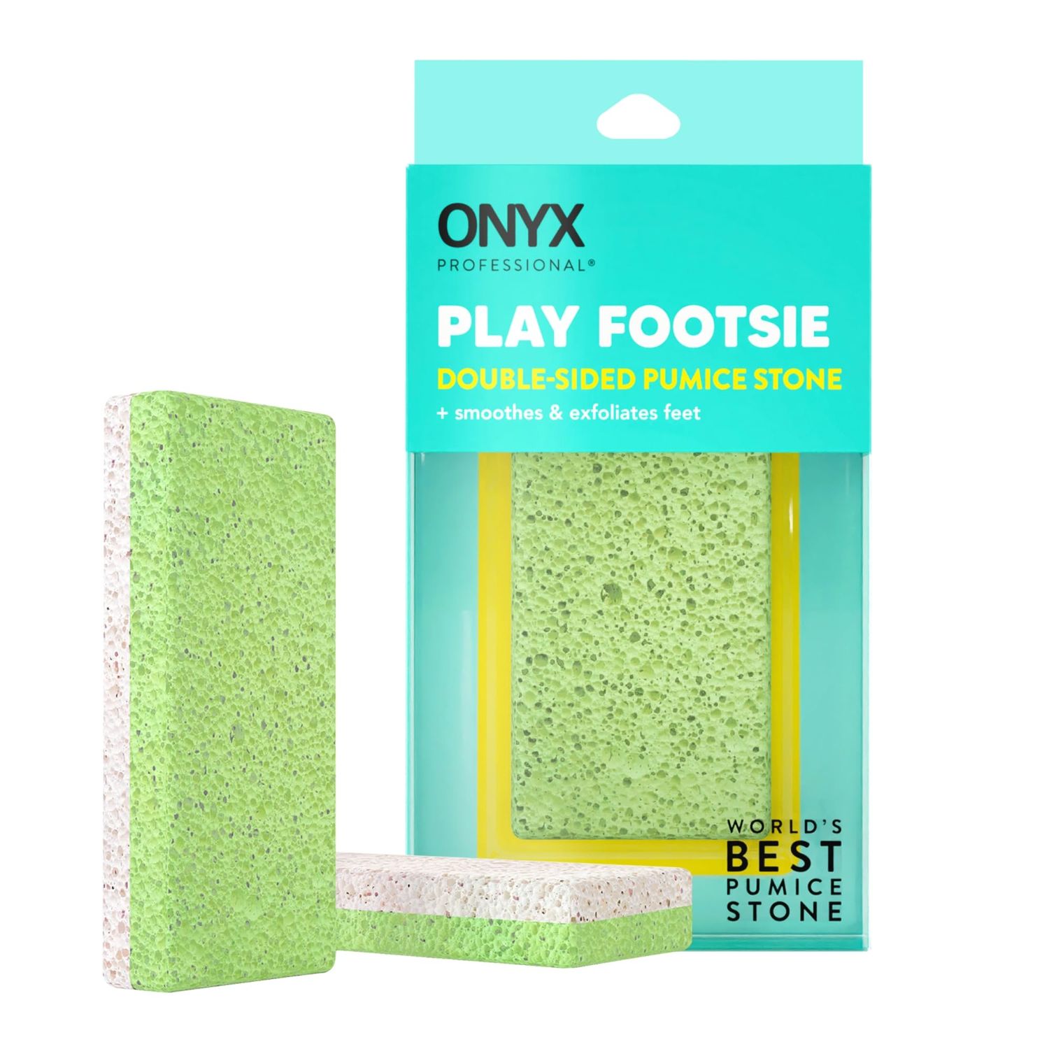 Onyx Professional 2 in 1 Pumice Stone, 100% Siliglass Callus Remover for Feet, Elbows, Knees, Dead Skin, Heels, Hands, Foot File Scrubber Exfoliator Removes Hard, Rough, Dry Skin