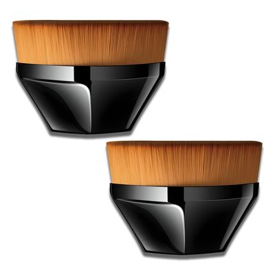 Hexagon Flat Top Kabuki Foundation Brush with Protective Case for Flawless Liquid &amp; Powder Application (Black)