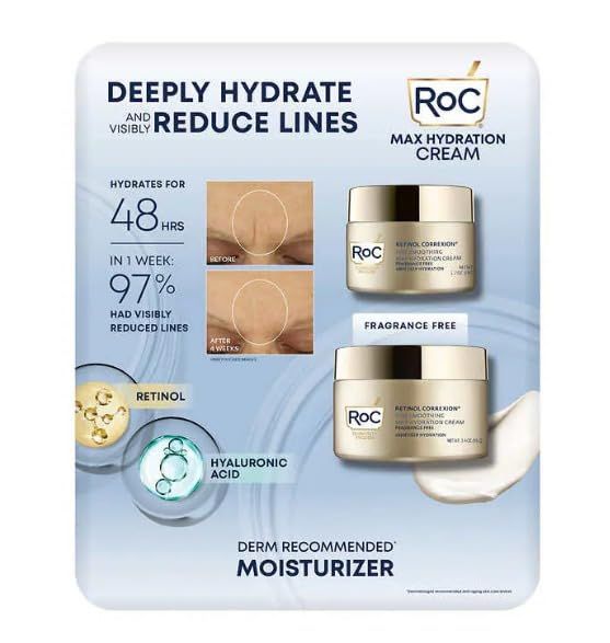 RoC Retinol Correxion Line Smoothing Max Hydration Cream 2 pack - 1.7 oz &amp; 3.4 oz (5.1 oz total)