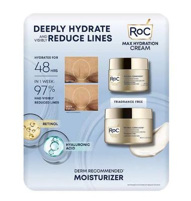 RoC Retinol Correxion Line Smoothing Max Hydration Cream 2 pack - 1.7 oz &amp; 3.4 oz (5.1 oz total)