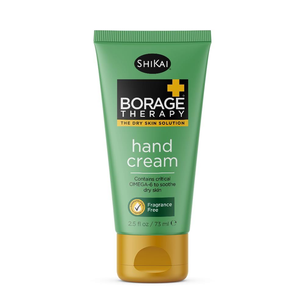 ShiKai Borage Therapy Hand Cream (2.5 oz) | Fragrance Free Moisturizer for Hands &amp; Body | Fast Relief Lotion for Dry Skin | With Oatmeal &amp; Shea