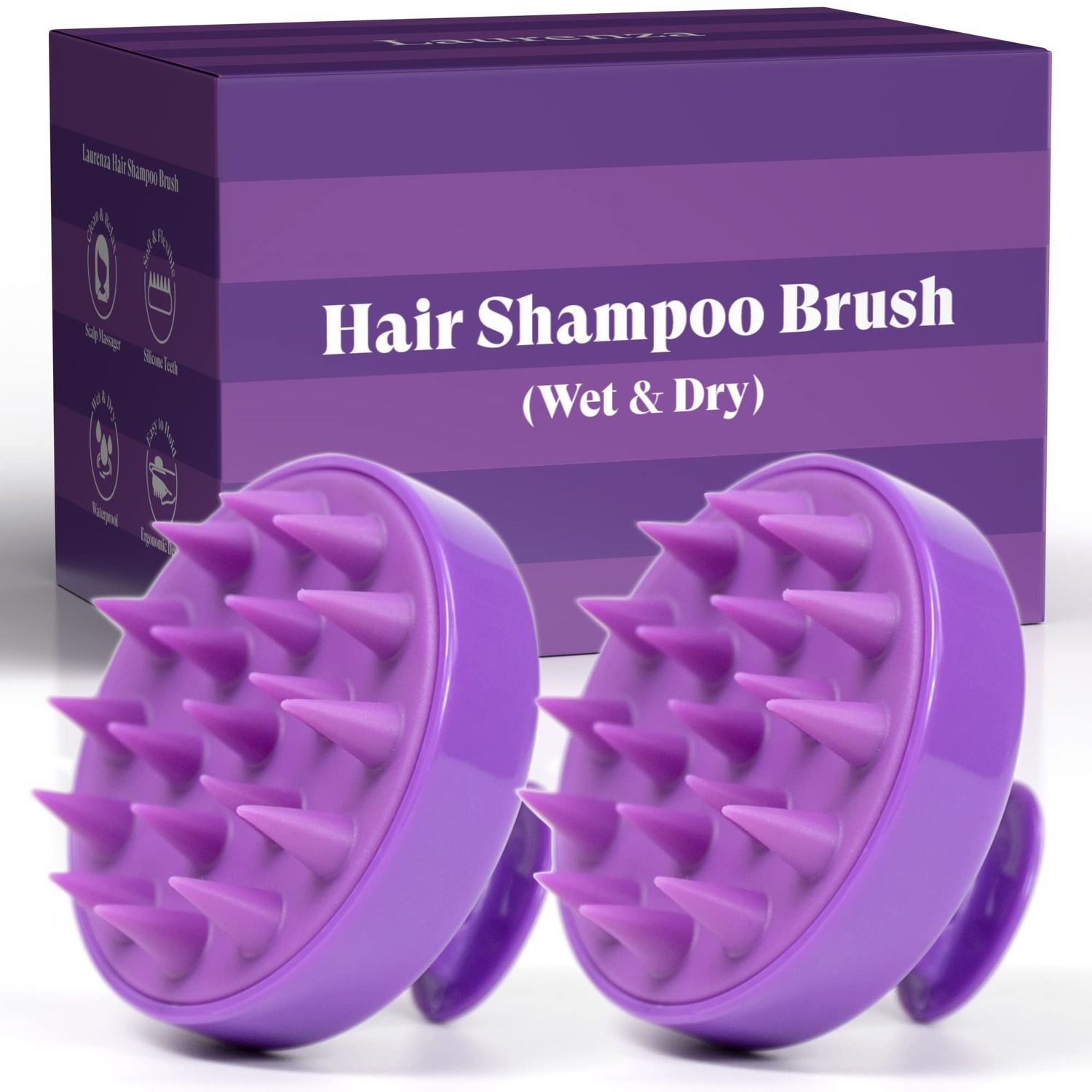 Laurenza Hair Shampoo Brush, Scalp Care Hair Brush with Soft Silicone, Scalp Massager for All Hair TypesPack of 2