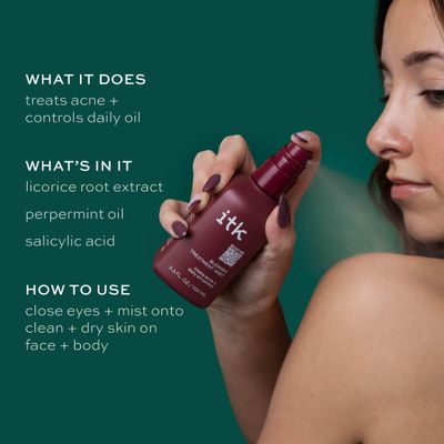 ITK Skincare Salicylic Acid Acne + Blemish Clarifying Duo - Salicylic Acid Blemish Face Mist with Soothing Peppermint Oil + Salicylic Acid Microneedle Hydrocolloid Pimple Patches with Aloe Vera, 6 Ct.