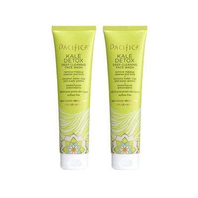 Pacifica Beauty Kale Detox Deep Cleaning Daily Face Wash + Cleanser, Coconut Water + Aloe Vera, For Oily and Blemish Prone Skin, 2 Pack, Sulfate and Paraben Free, Vegan and Cruelty Free