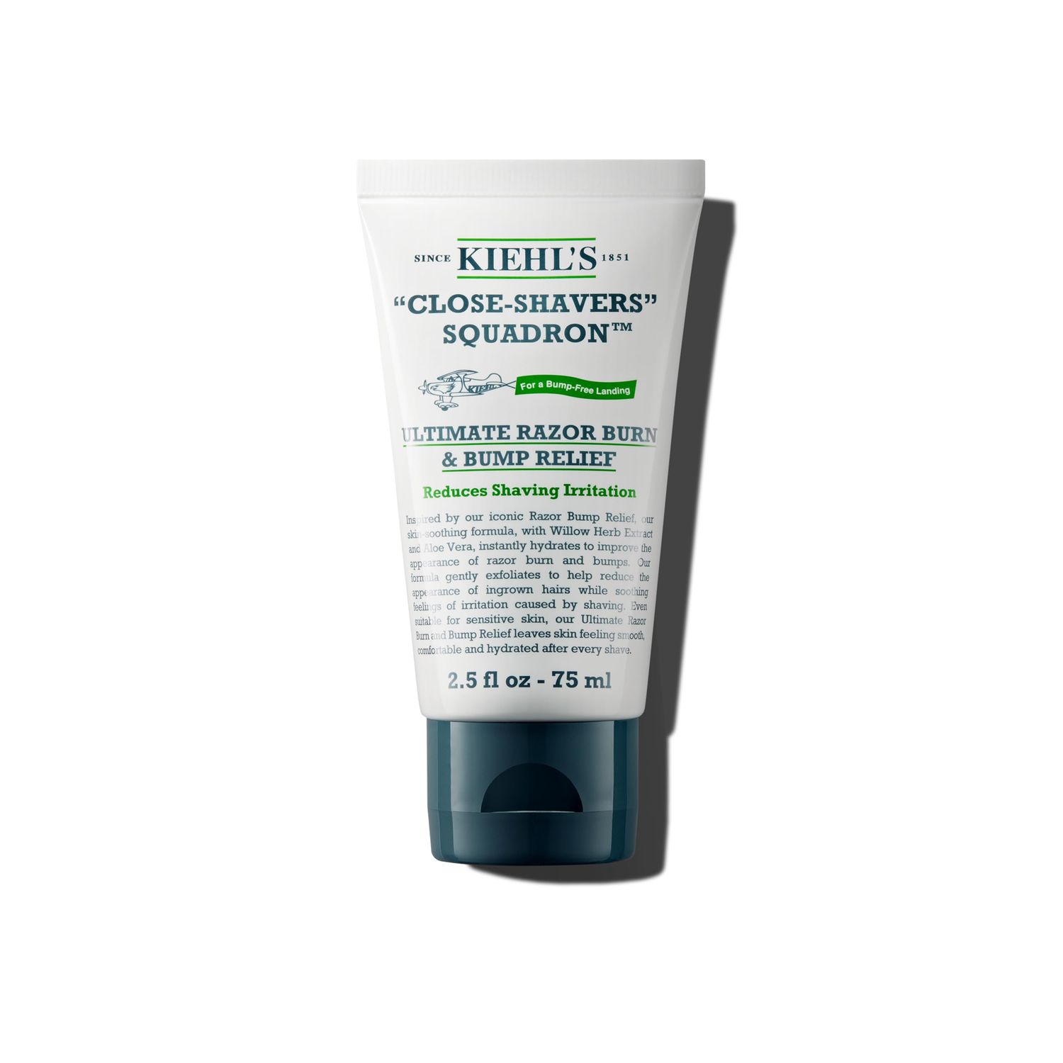Kiehl&#39;s Ultimate Razor Burn &amp; Bump Relief, Nourishing Men&#39;s After Shave Cream, Instantly Cools &amp; Hydrates, Gently Exfoliates, with Aloe Vera &amp; Vitamin E, Paraben-free, for All Skin Types - 2.5 fl oz