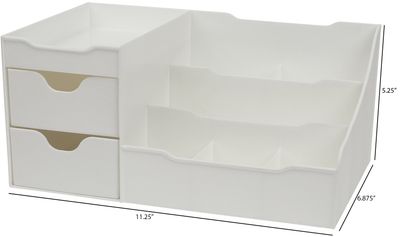Mantello Bathroom Organizer Countertop- Make Up Organizers and Storage- Bathroom Counter Organizer and Skin Care Organizer, Makeup Organizer for Vanity- White