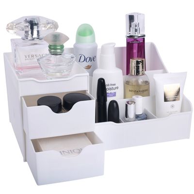 Mantello Bathroom Organizer Countertop- Make Up Organizers and Storage- Bathroom Counter Organizer and Skin Care Organizer, Makeup Organizer for Vanity- White
