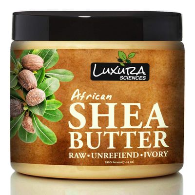 Luxura Sciences Pure African Shea Butter | Organic, Raw, Unrefined &amp; Ivory | Moisturizer for Face, Body &amp; Hair | for Body Butter, DIY Lip Balm or Soap Making | 7.05 Oz/200 g