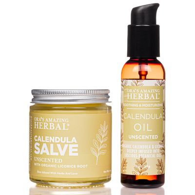 Ora&#39;s Amazing Herbal Calendula Skin Salve and Oil Set, Made with Grapeseed Oil, Organic Licorice, Responsibly Sourced Beeswax, 4 oz salve with 2 oz oil