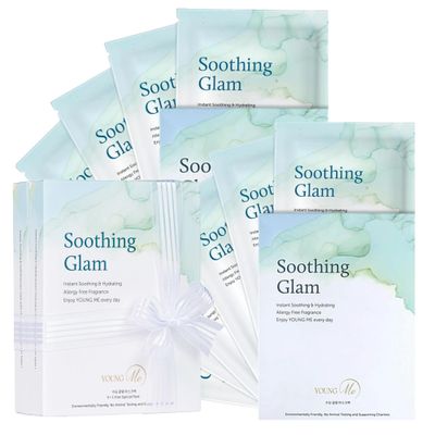 YoungMe Soothing Glam Facial Sheet Mask - 12 Sheets Face Masks | Korean Skincare - Deep Mask for Sensitive Skin or All Skin Types