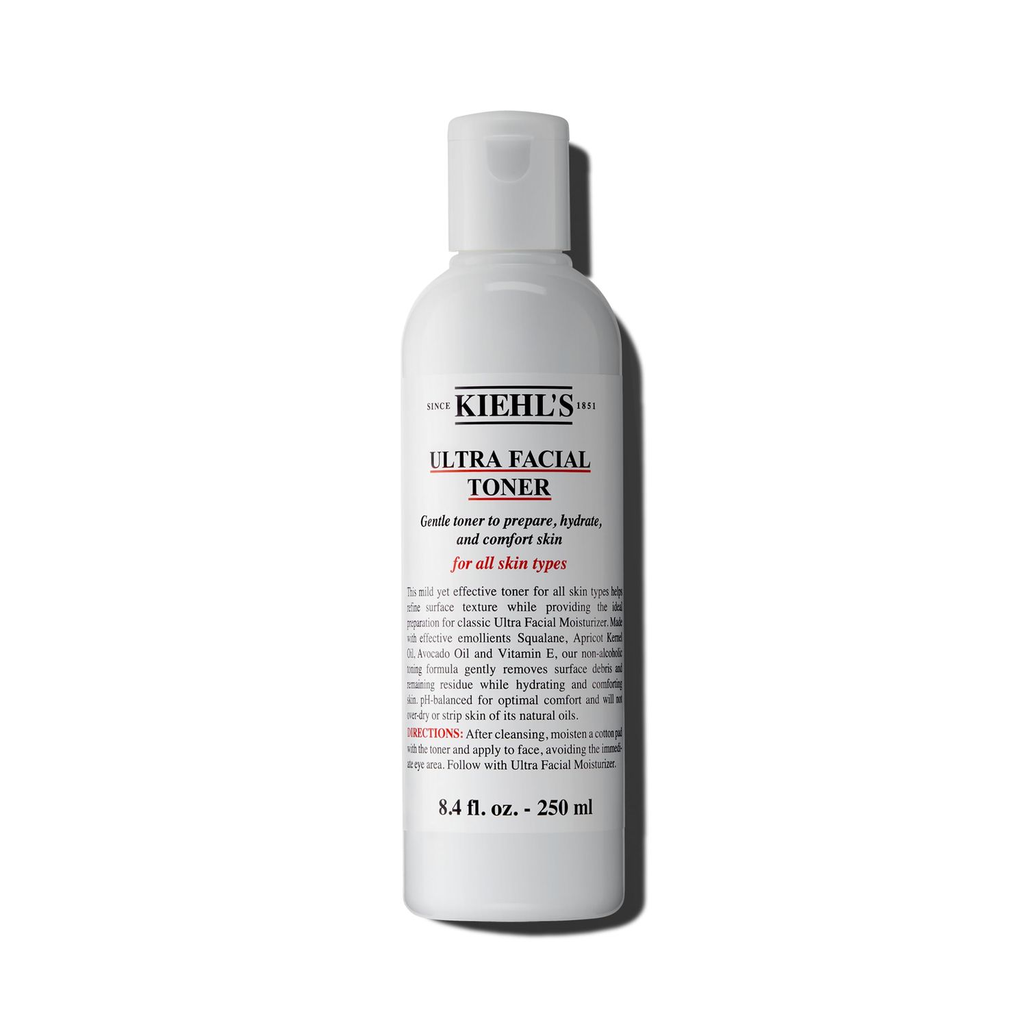 Kiehl&#39;s Ultra Facial Toner with Squalane, Gentle Alcohol-free Face Toner, Hydrates Skin and Refines Skin Texture, Non-stripping Formula, with Avocado Oil &amp; Vitamin E, Paraben-free - 8.4 fl oz