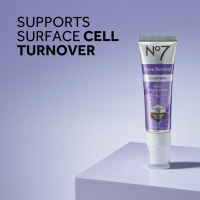 No7 Pure Retinol 1% Retinol Night Concentrate - Anti Wrinkle Retinol Serum with Collagen Peptides &amp; Niacinamide for Younger Looking Skin - Retinol Face Serum for Fine Lines &amp; Wrinkles (30ml)