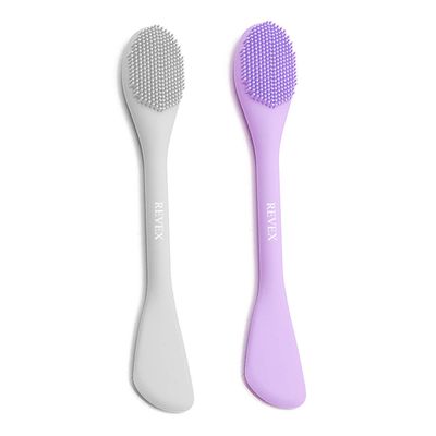 REVEX Silicone Face Mask Applicator,Face Scrubber,2Pcs Mask Applicator Tool for Facial Mud,Facial Cleansing Brushes with Bristles for Makeup Skincare Removal.(Purple+Gray)