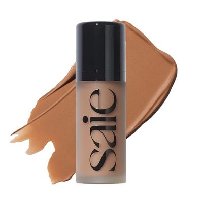 Saie Dew Bronze - Soft-Focus Liquid Bronzer + Liquid Contour - Enriched with Plant-Derived Glycerin to Effortlessly Blend + Deeply Nourish Skin - Travel Size Holiday Gifts - Sand (0.4 oz)
