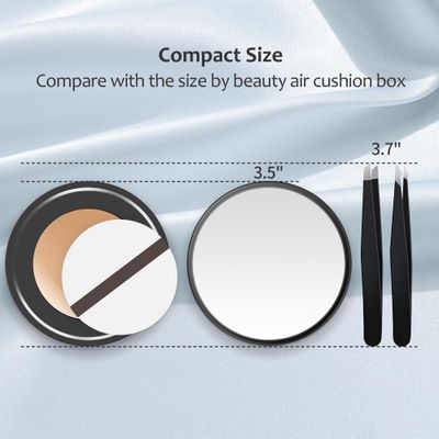 MIYADIVA 40X Magnifying Mirror, Small Magnifying Mirror with Suction Cup and Tweezers, As a Travel Magnifying Mirror, Compact Mirror Set for Plucking Eyebrows 3.5 Inches
