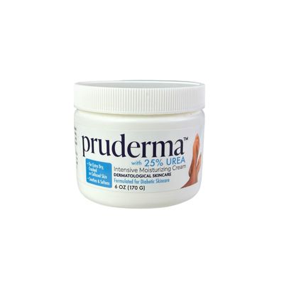 pruderma Urea 25% Healing Cream 6 oz - Moisturizes and Rehydrates Hands, Feet and Knees to a Healthy Appearance - Soothes and Softens Thick, Cracked, Rough Dead Callused and Dry Skin.