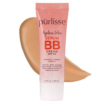 prlisse Ageless Glow Serum BB Cream SPF 40 : Clean &amp; Cruelty-Free, Full &amp; Flawless Coverage, Hydrates with Collagen | Medium Warm 1.4oz