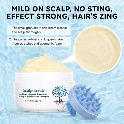 Scalp Scrub with Scalp Scrubber - Scalp Scrub with Floral Scent for Dry Scalp Treatment &amp; Dandruff Treatment &amp; Scalp Treatment, Deep Cleans the Scalp, Gentle Formula for Scalp Care, 8.45oz/250ml