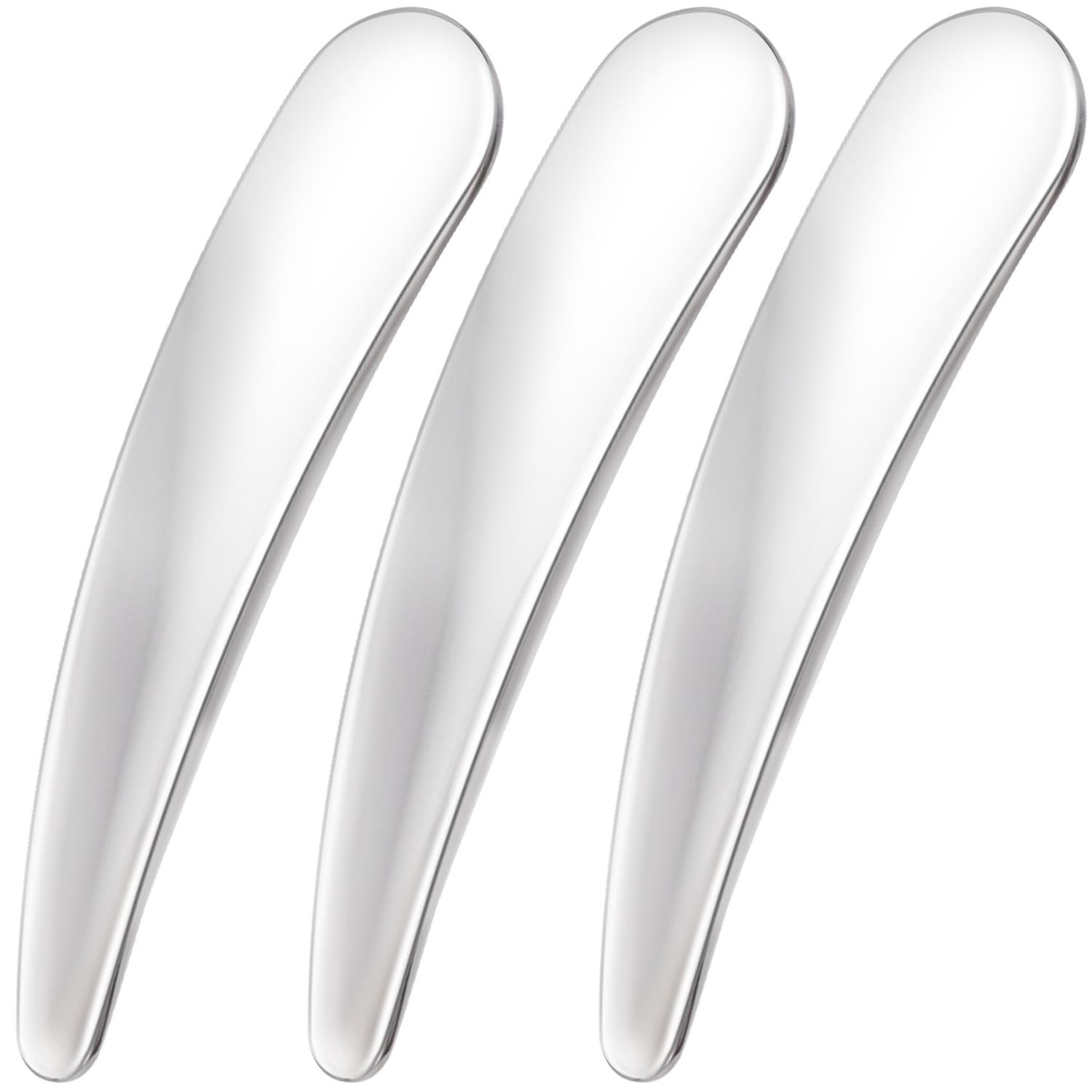 Pndeyo 3pcs Mini Metal Makeup Spatula, Reusable Cosmetic Cream Spatulas Spoon, Skincare Scoop Applicator Facial Massage Beauty Tools for Mixing and Sampling Face Eye Cream- Silver