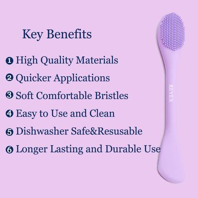 REVEX Silicone Face Mask Applicator,Face Scrubber,2Pcs Mask Applicator Tool for Facial Mud,Facial Cleansing Brushes with Bristles for Makeup Skincare Removal.(Purple+Gray)