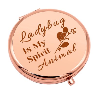 Ladybug Lover Gift Compact Makeup Mirror for Friend Daughter Ladybug Gifts for Girls Funny Ladybug Gifts Inspirational Friendship Gifts Folding Makeup Mirror for Sister Niece Birthday Graduation Gifts