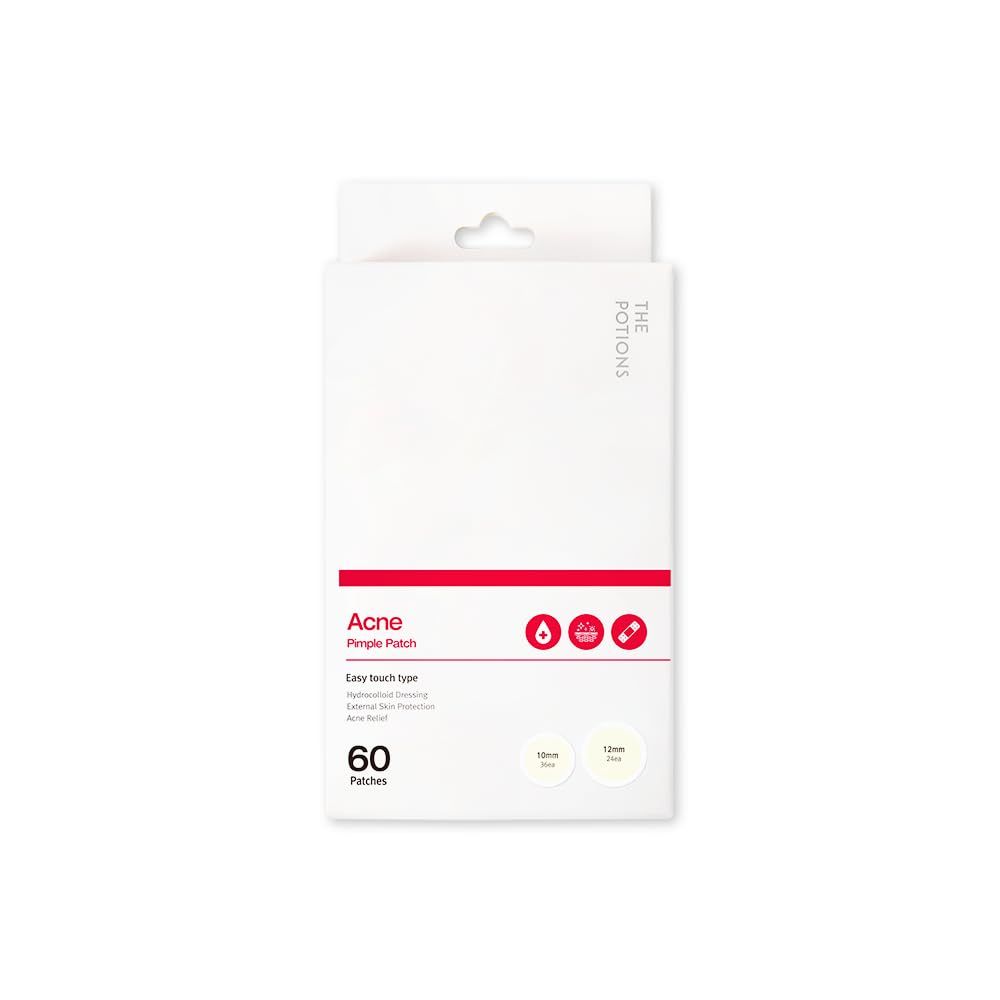 The Potions Acne Pimple Patch | Hydrocolloid Spot Patches for Facial Blemishes, Breakouts, Skin Protection, Acne Relief | 10 mm 36 Count, 12 mm 24 Count (60 Total) | Korean Skin Care